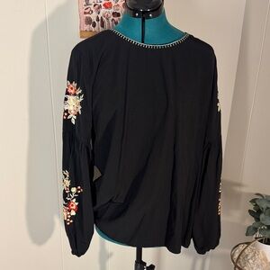 Embroidered Black Women's Top